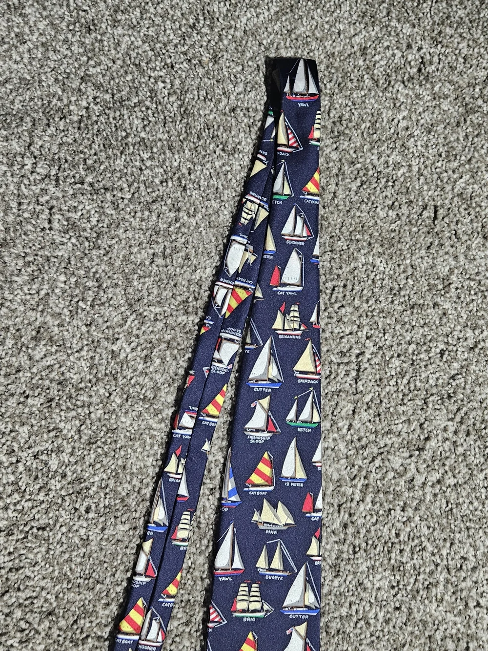 Alynn Neckwear Silk Tie Mens OS Navy Blue Boat Made In USA